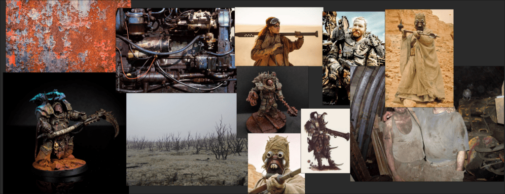 I use Pure Ref as a mood board for developing a concept for my Ash Waste Nomads.