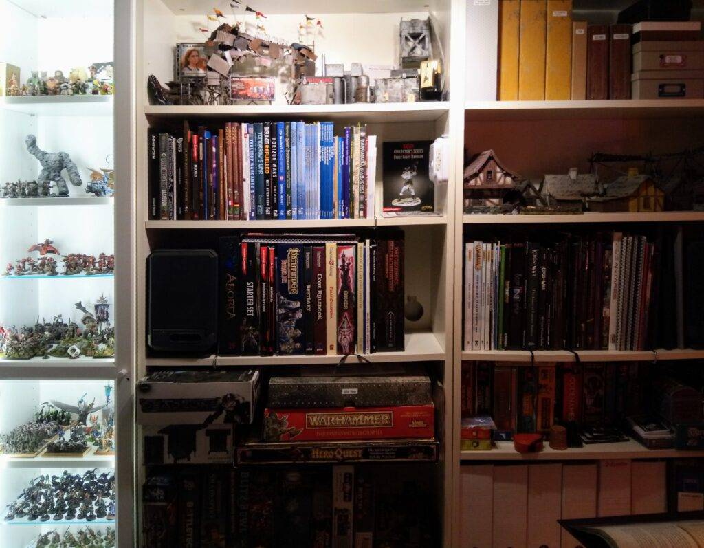 Boardgames, Wargames and Roleplaying Game Books in my Man Cave or  RPG Wargaming room. Dnd Dungeons and Dragons game room