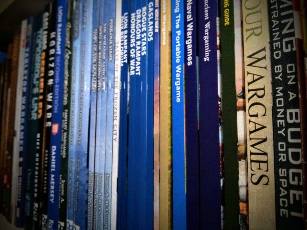 Wargames Books in my Man Cave or  RPG Wargaming room. Dnd Dungeons and Dragons game room.