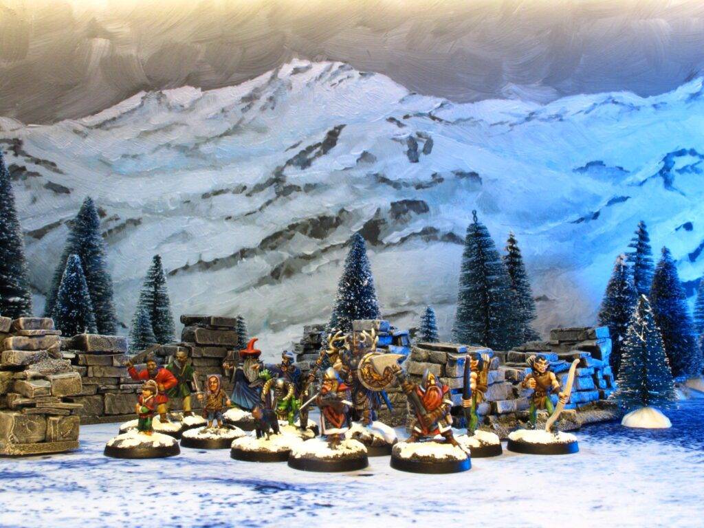 Frostgrave with Backdrops for Wargaming.